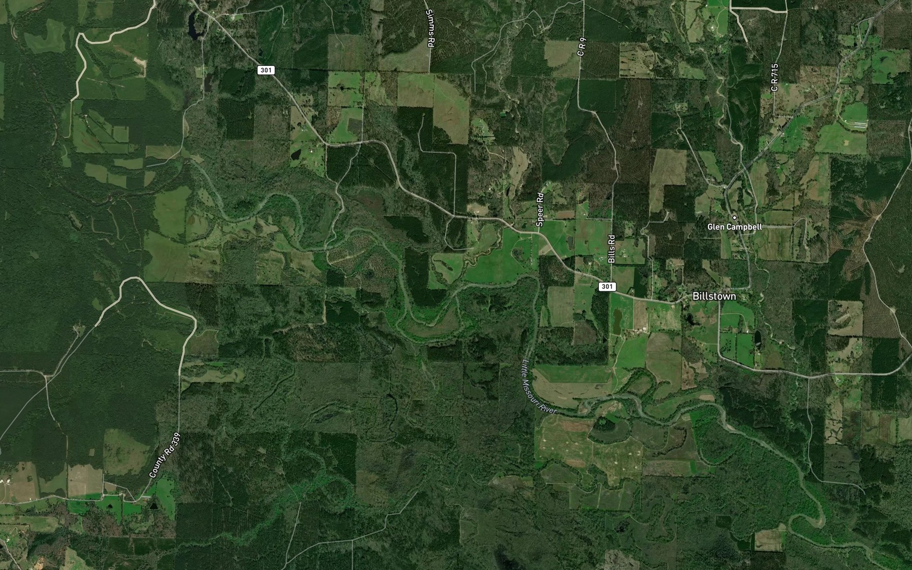 Satellite map of the Clear Creek