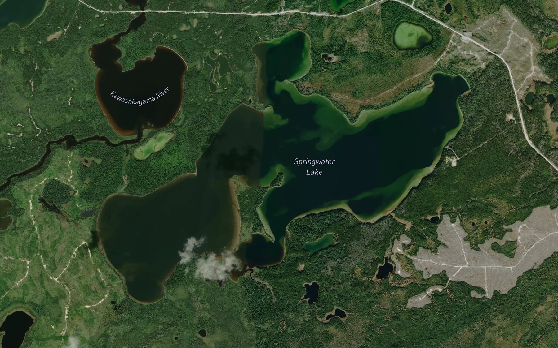 Satellite map of the Springwater Lake
