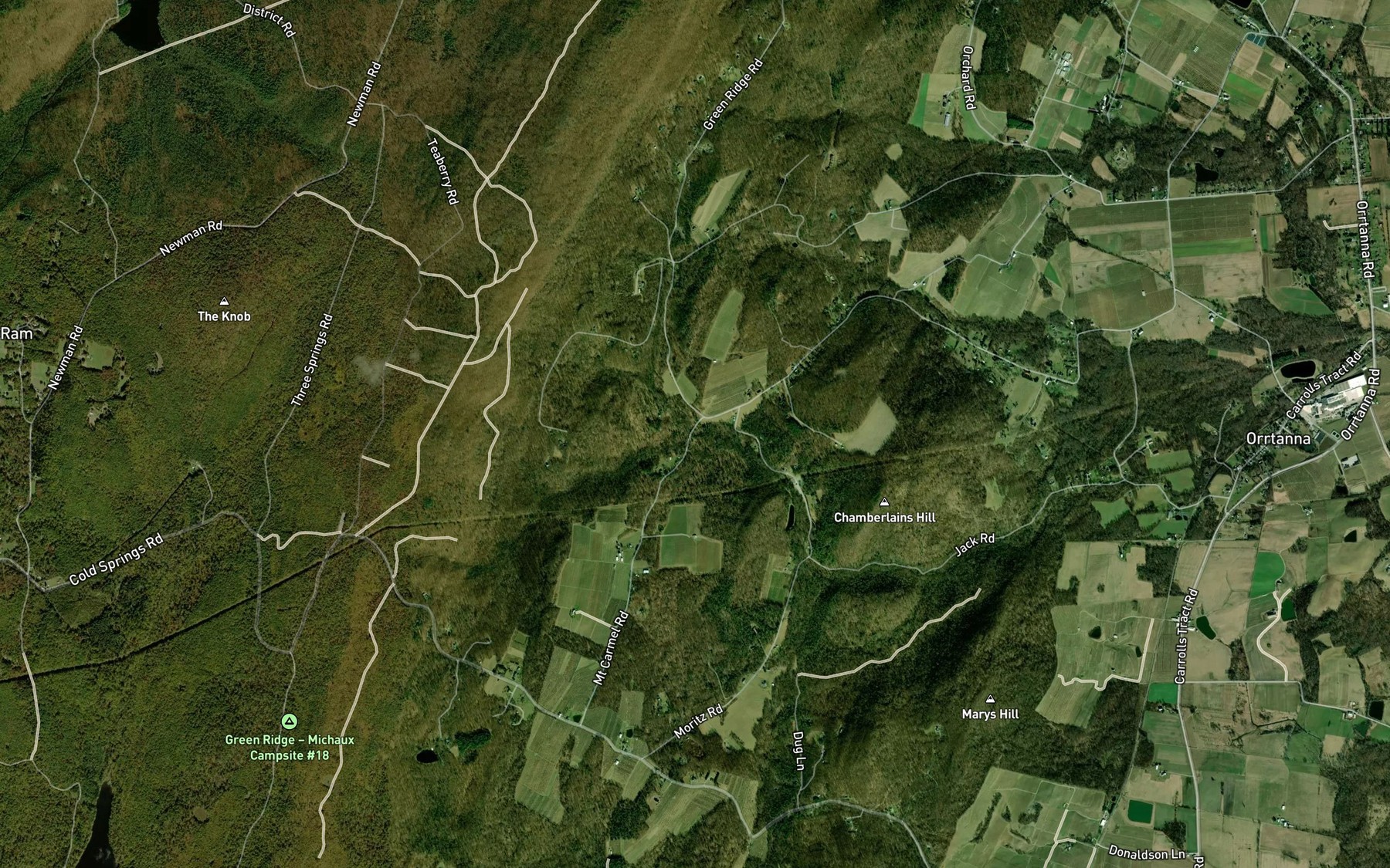 Satellite map of the Green Run