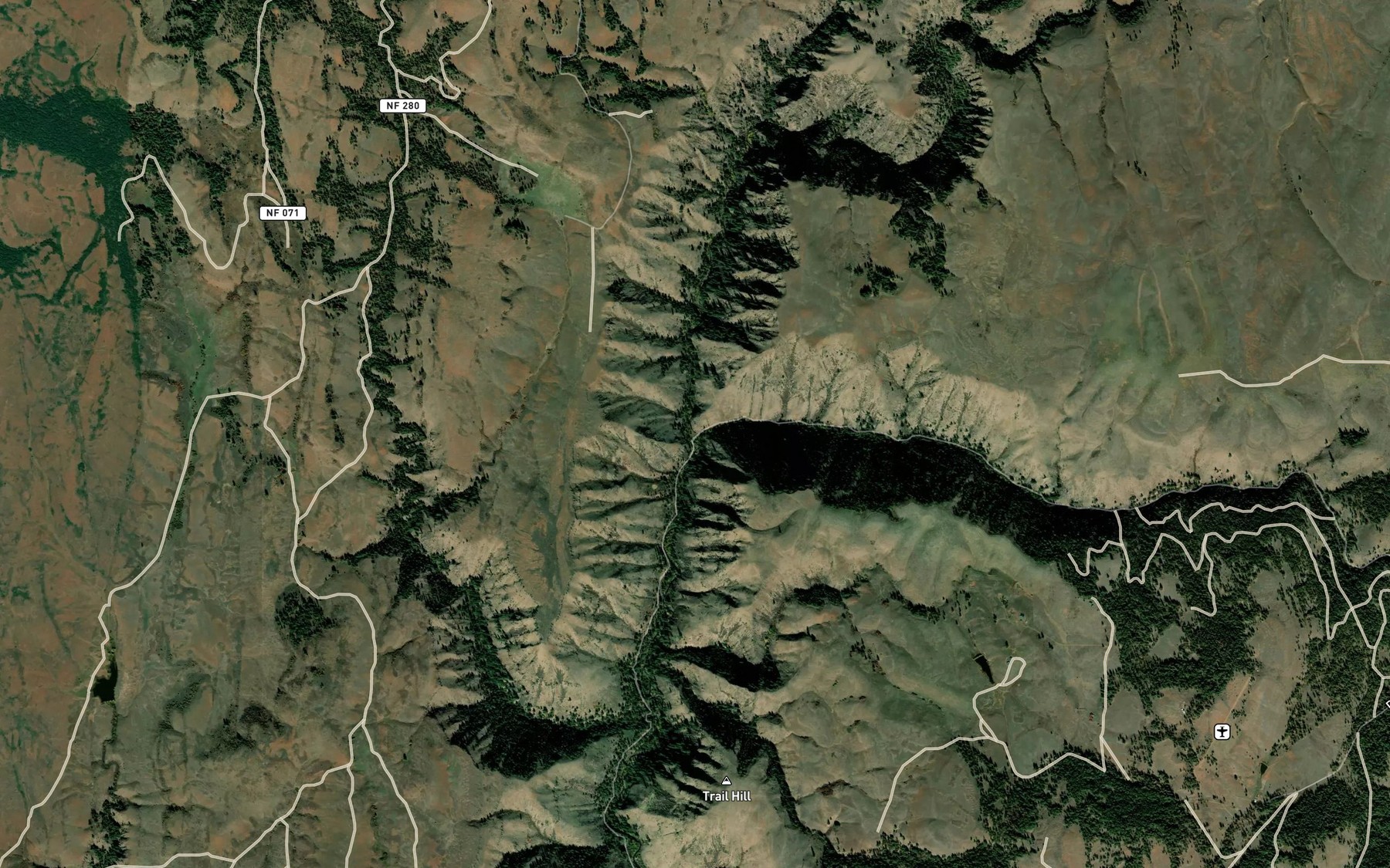 Satellite map of the Bear Creek