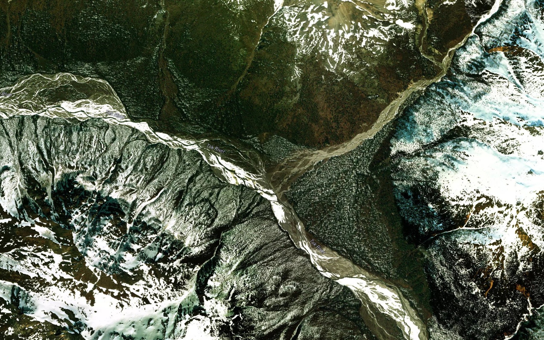 Satellite map of the Stibnite Creek