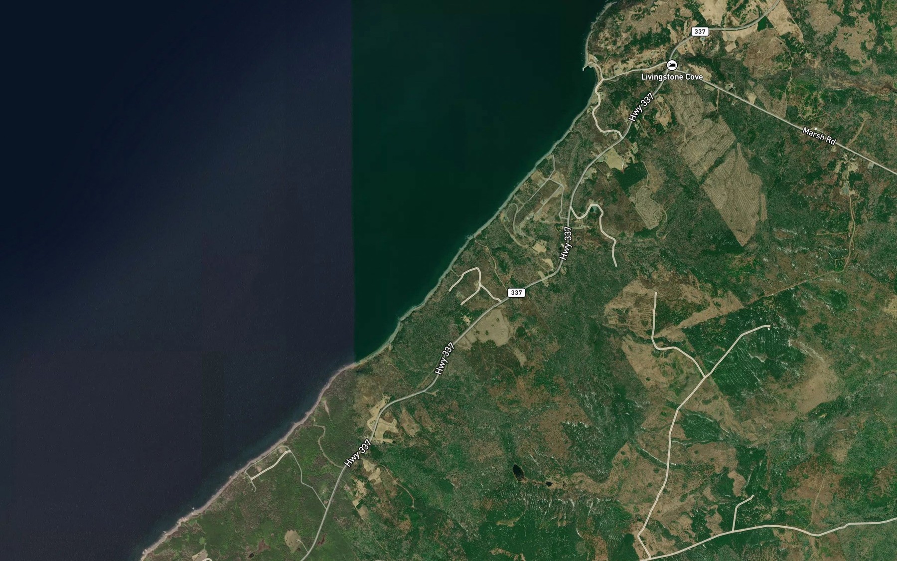 Satellite map of the Horseshoe Turn Brook