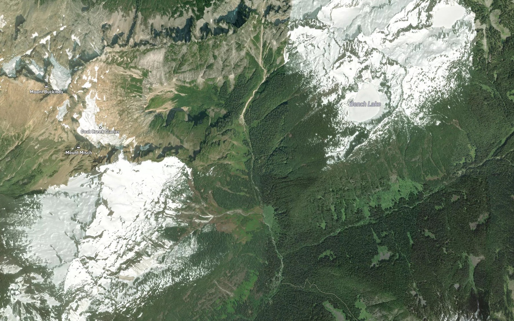 Satellite map of the Bench Creek