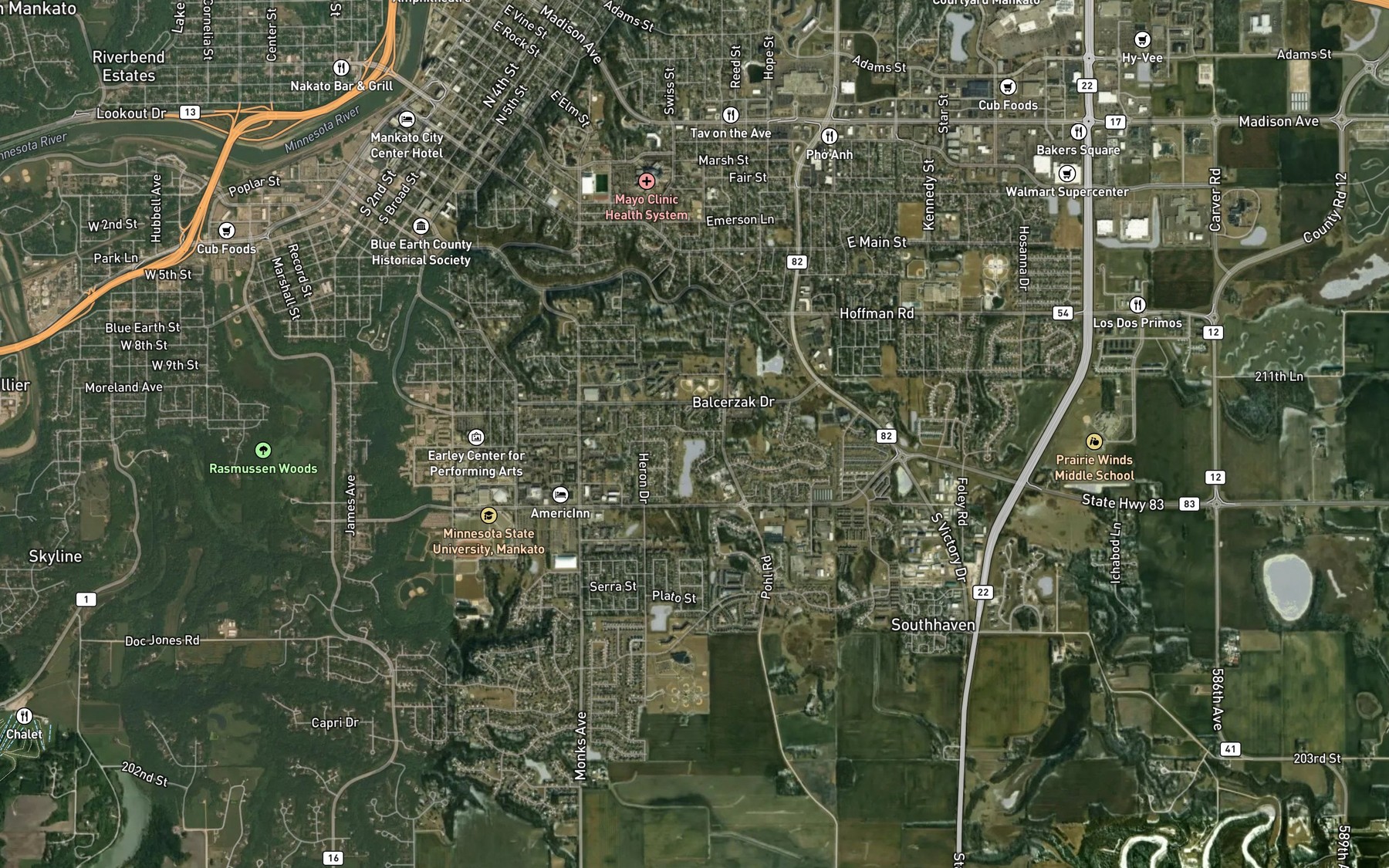 Satellite map of the Lions Lake