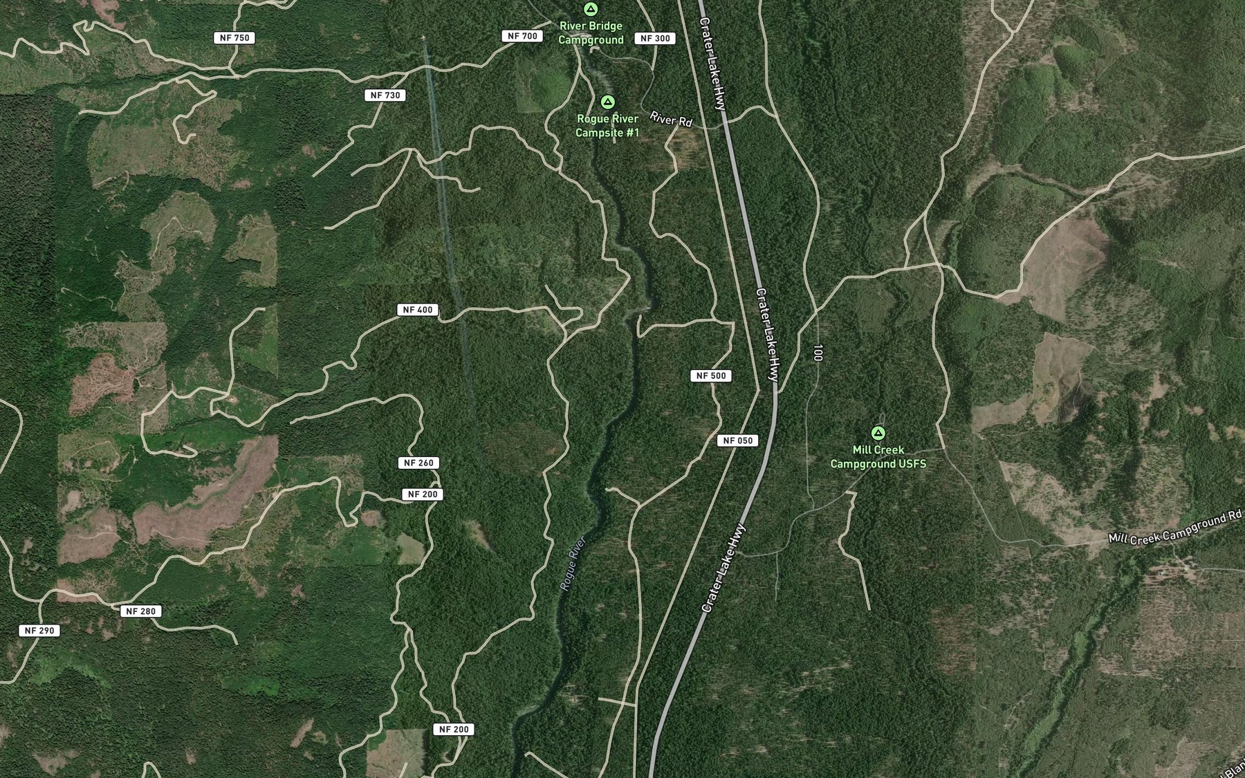 Satellite map of the Larson Creek
