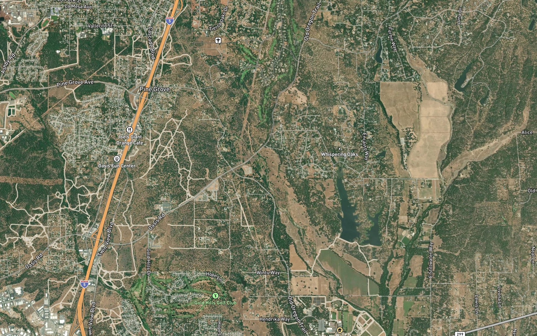 Satellite map of the Moody Creek