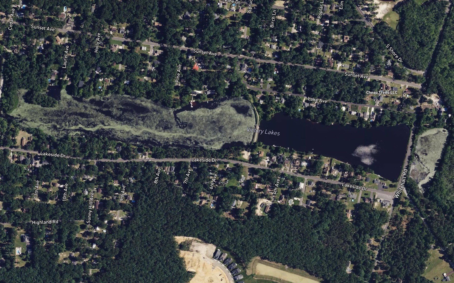 Satellite map of the Victory Lakes