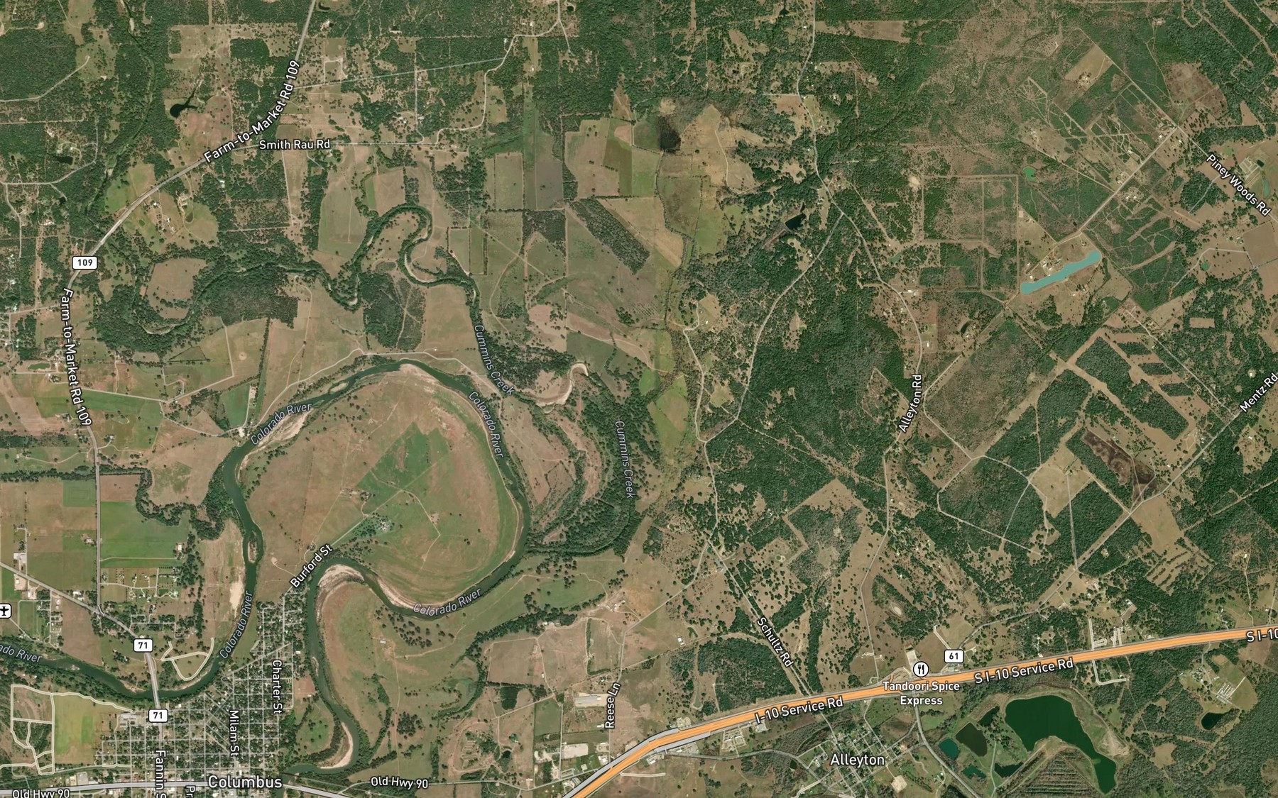 Satellite map of the Piney Creek