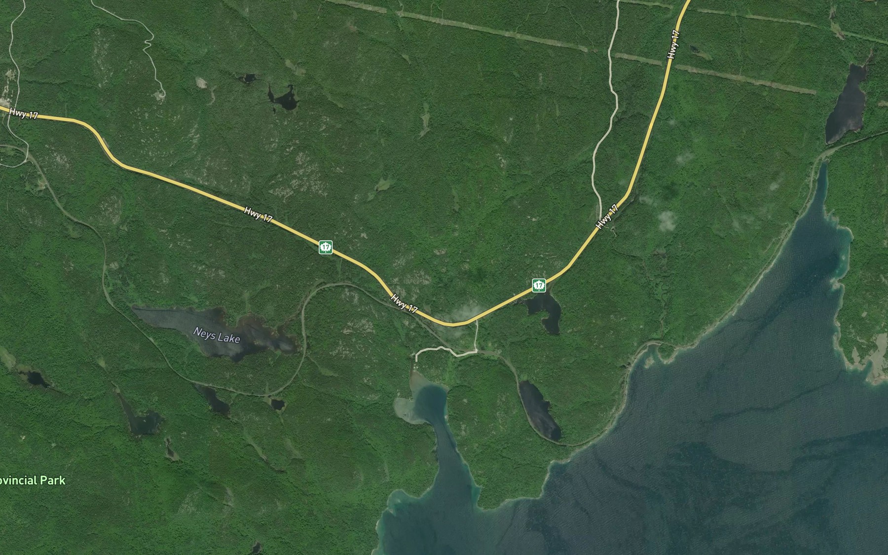 Satellite map of the Neys Creek