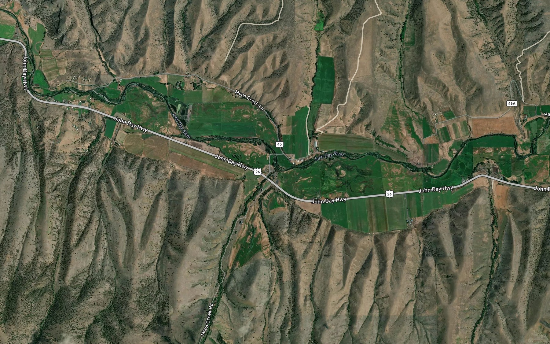 Satellite map of the Moon Creek