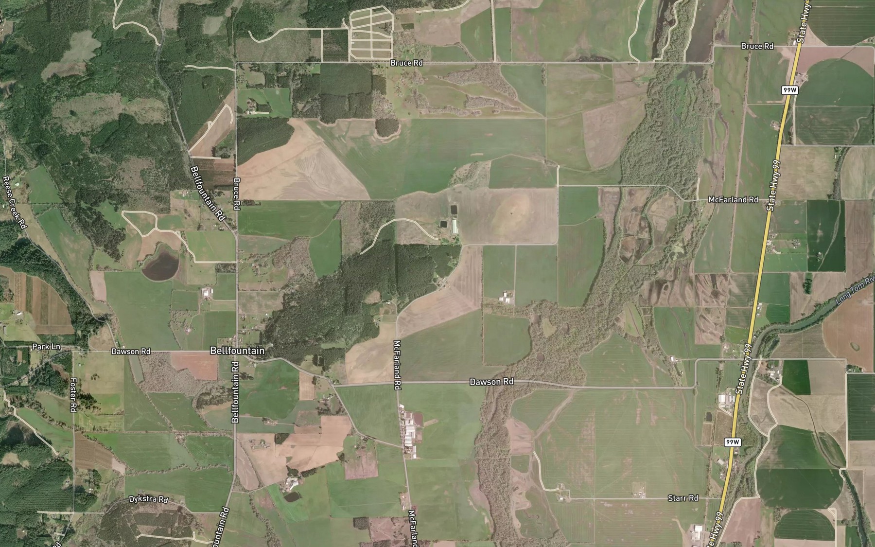 Satellite map of the Kinsey Reservoir