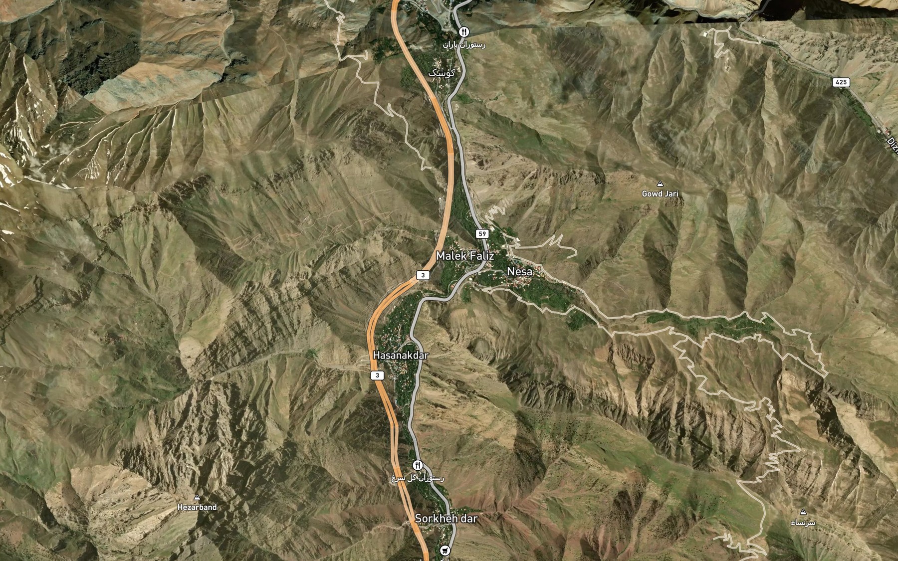 Satellite map of the Cheshmeh-ye Chakhani