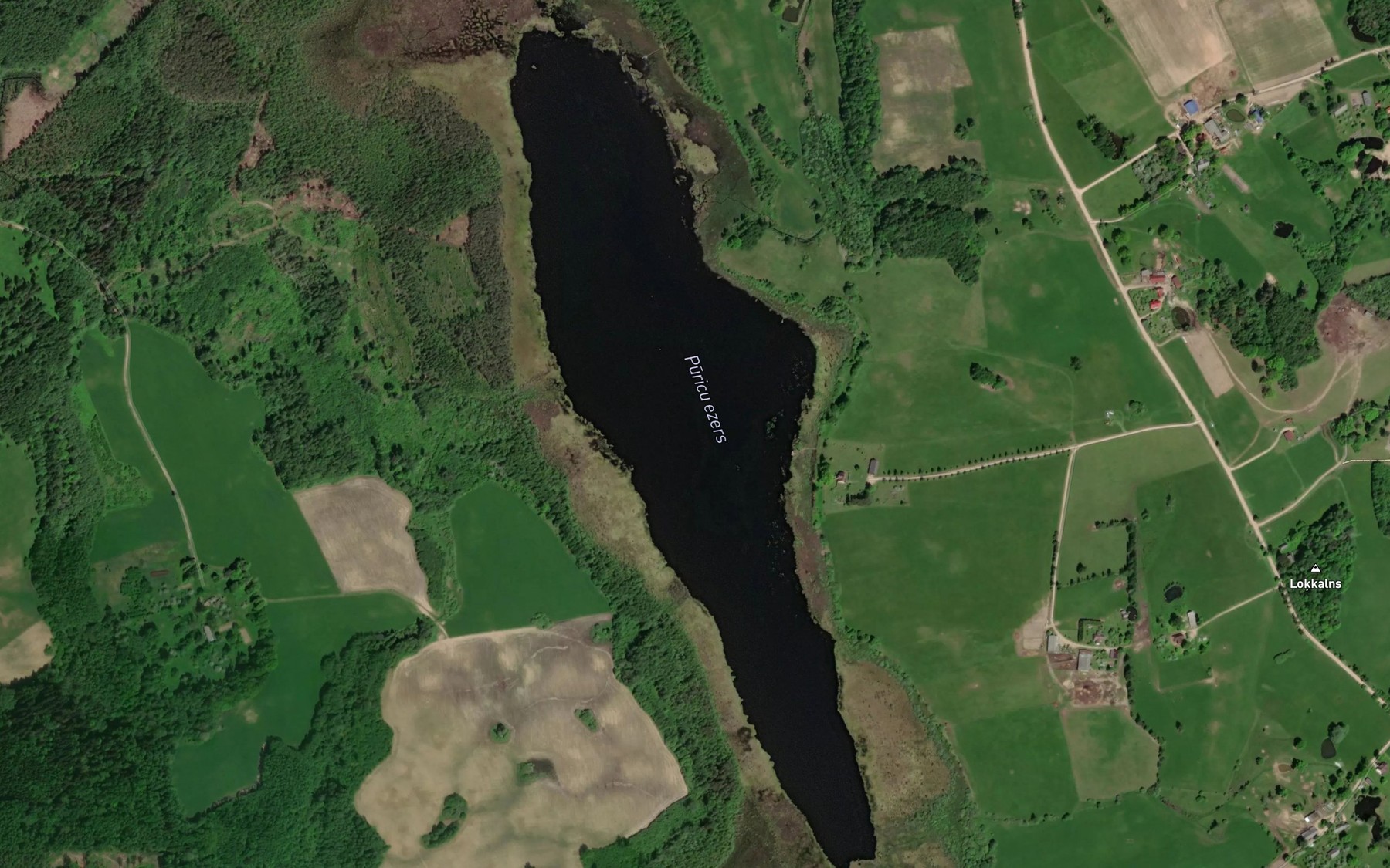 Satellite map of the Puricu ezers