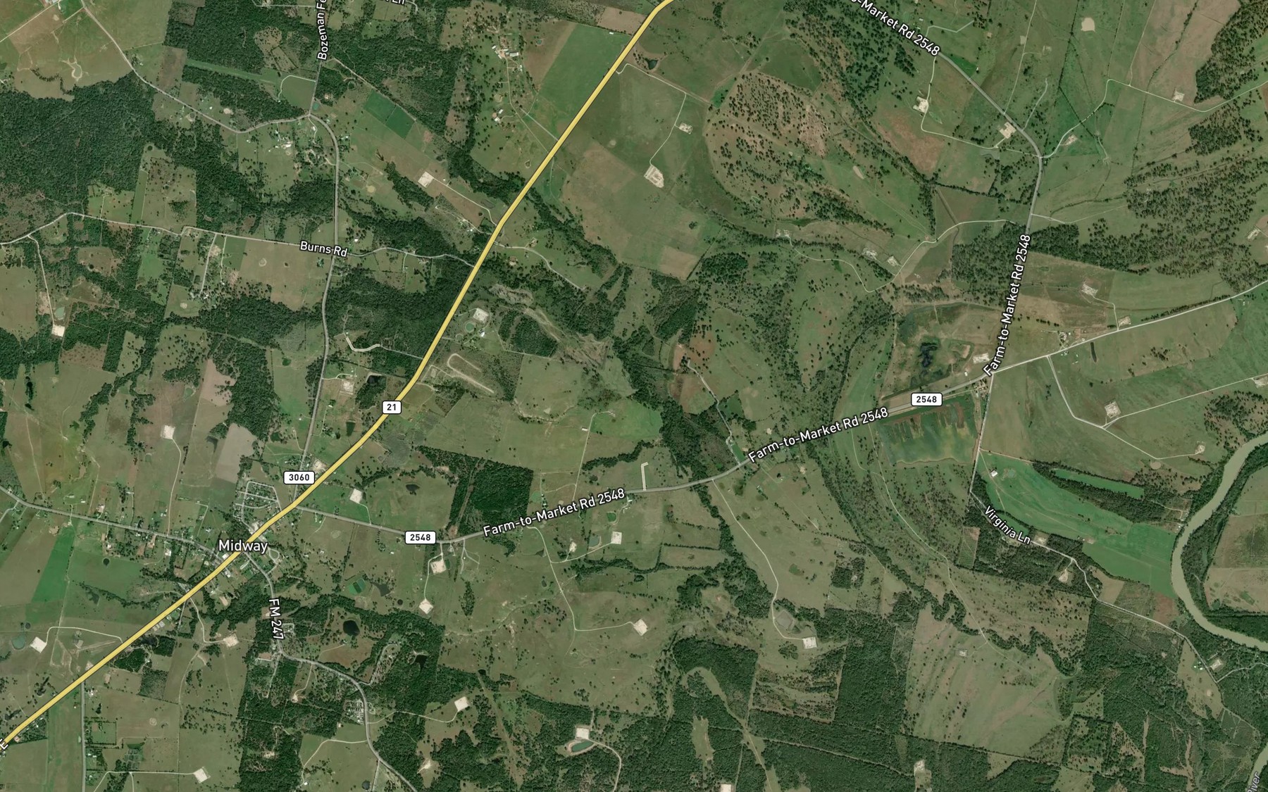 Satellite map of the Ivey Creek
