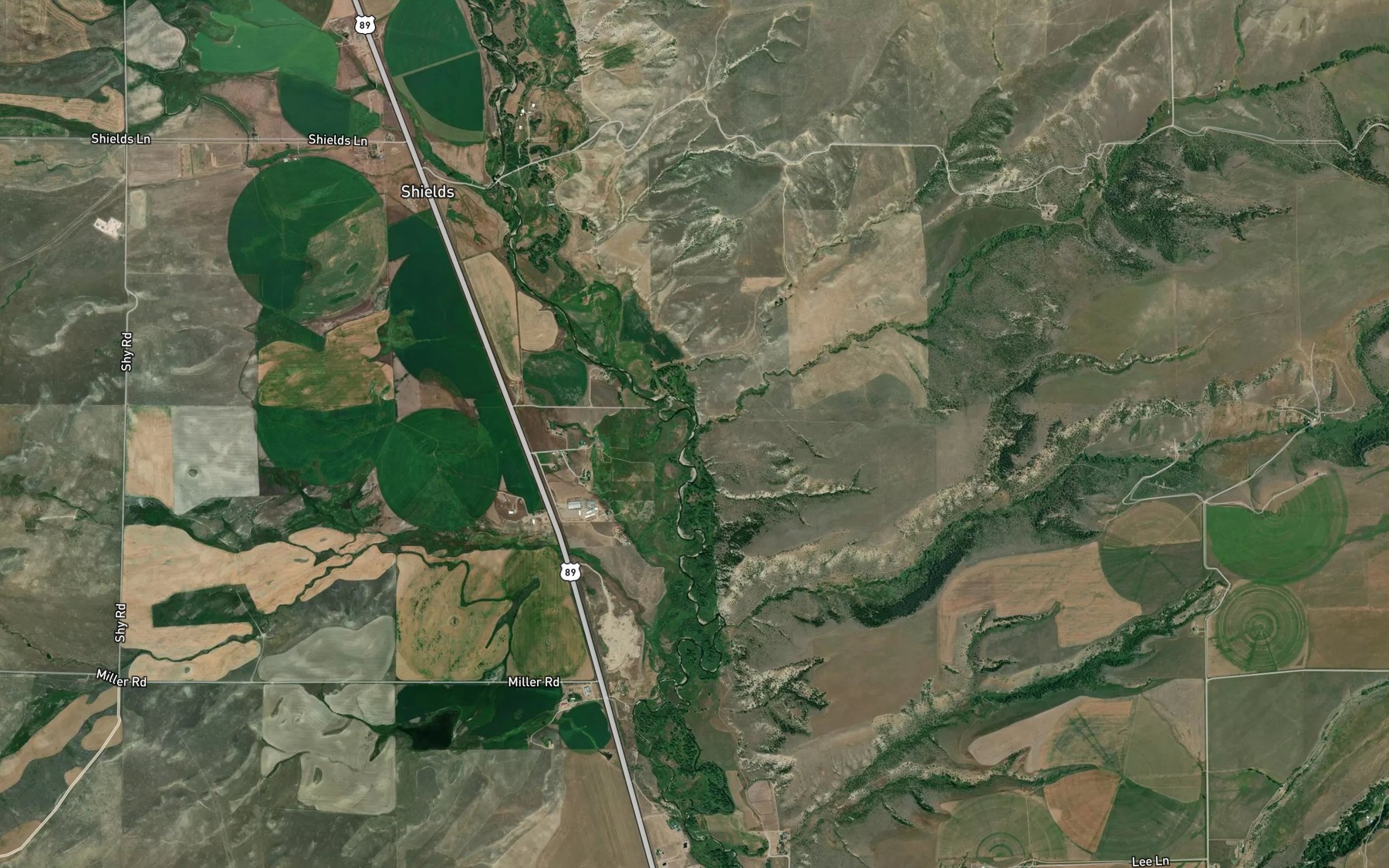 Satellite map of the Indian Creek