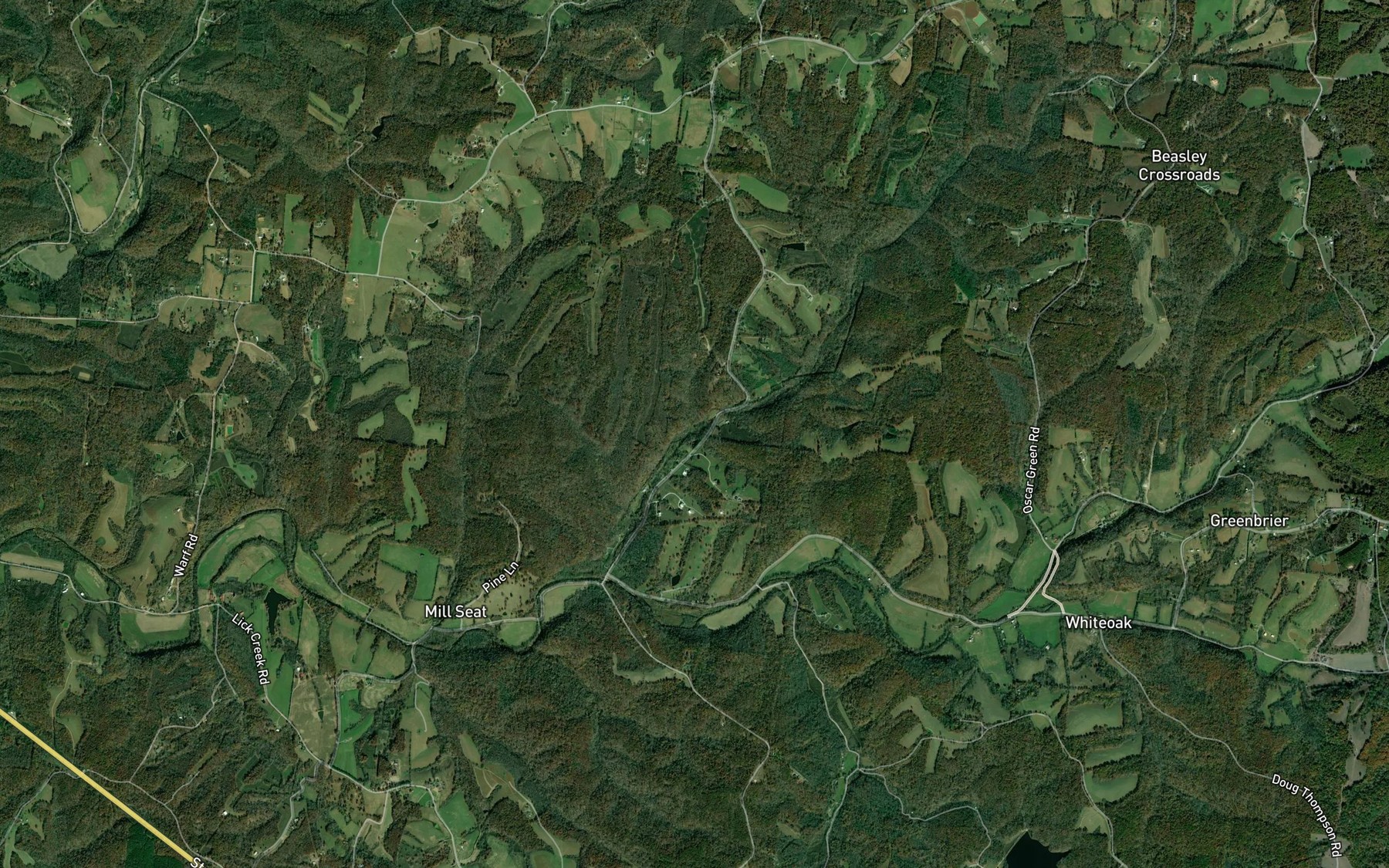 Satellite map of the Pennywinkle Branch