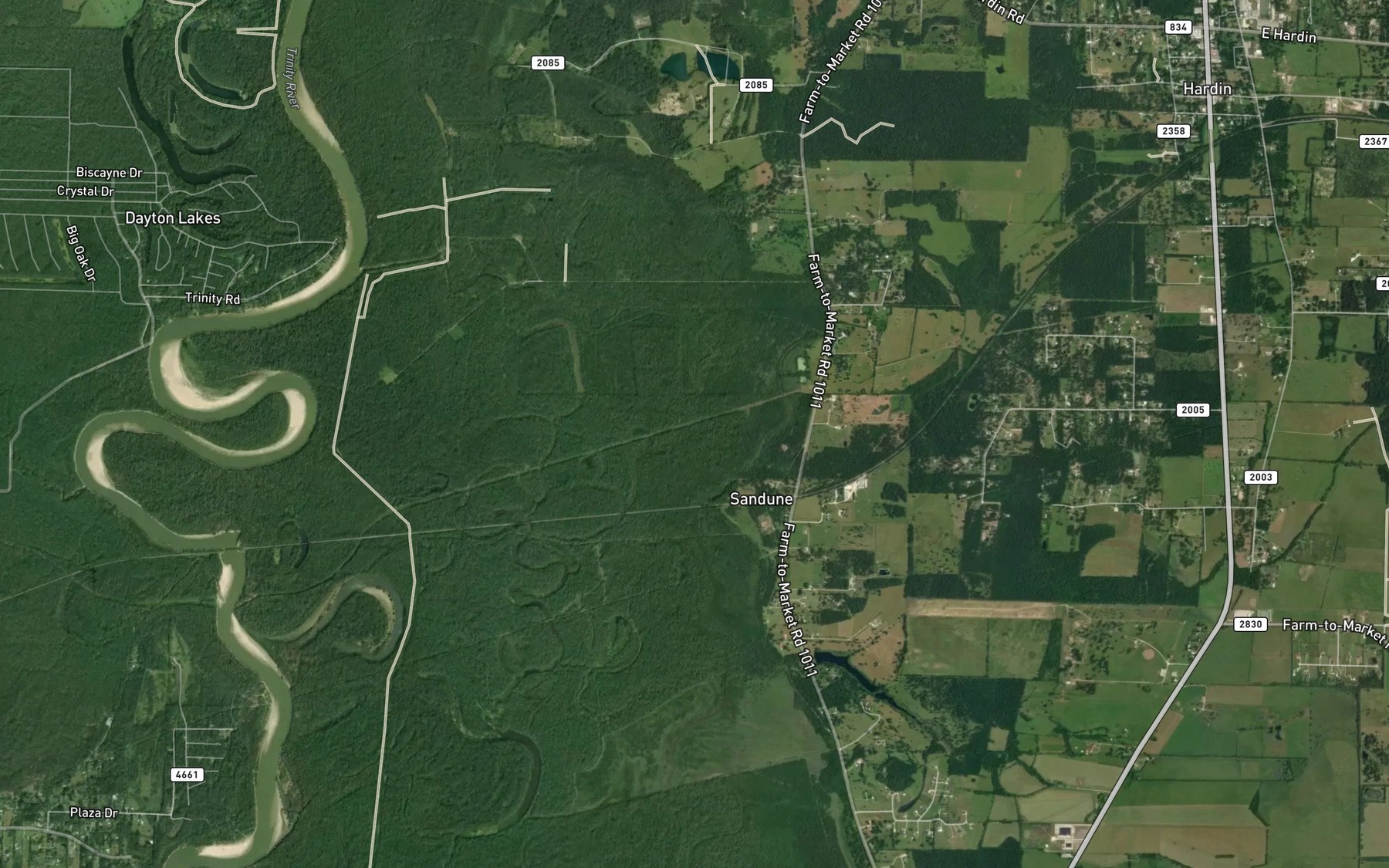 Satellite map of the Barrett Bayou
