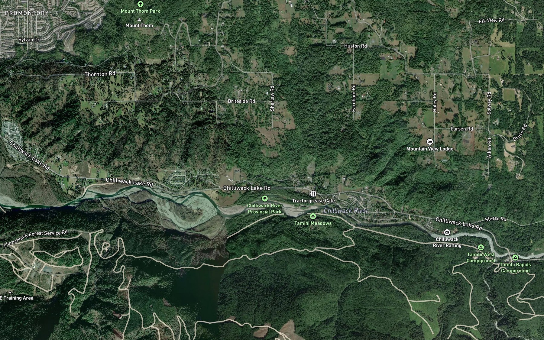 Satellite map of the Ryder Creek