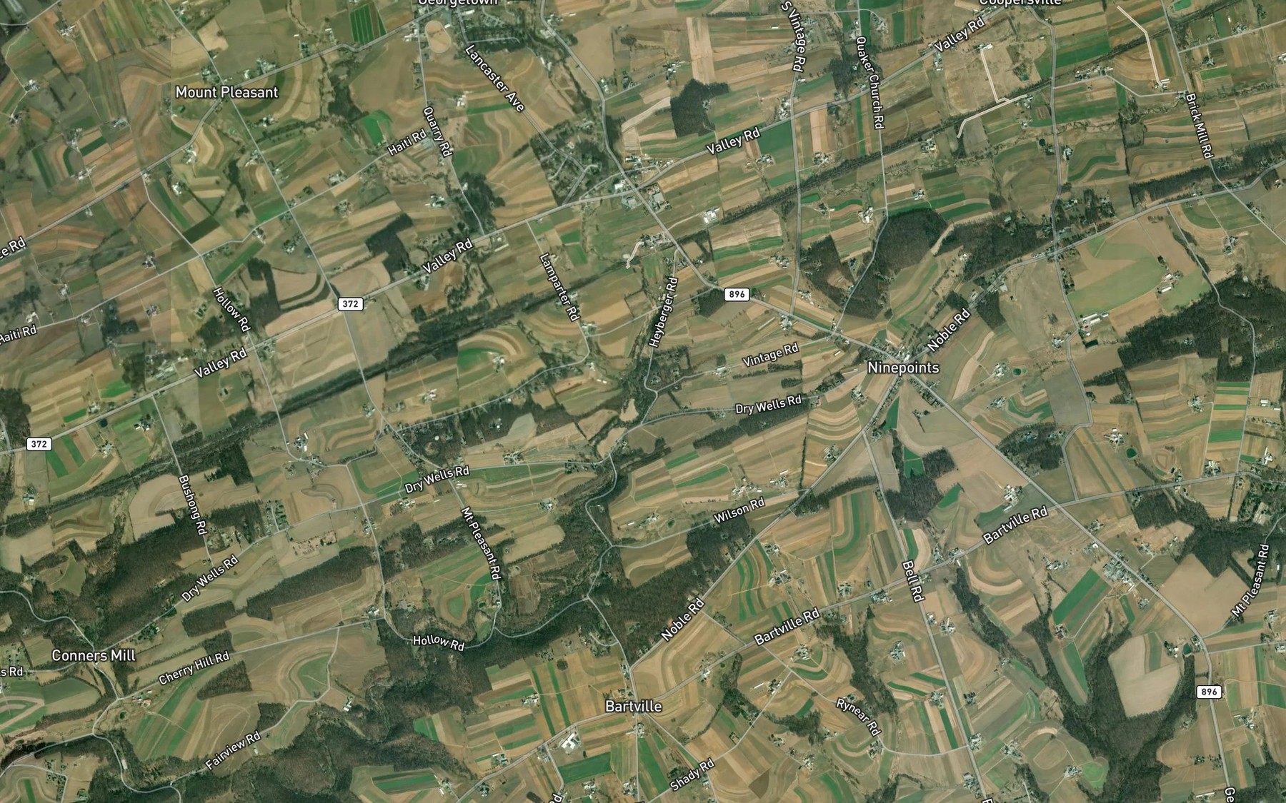 Satellite map of the Meetinghouse Creek