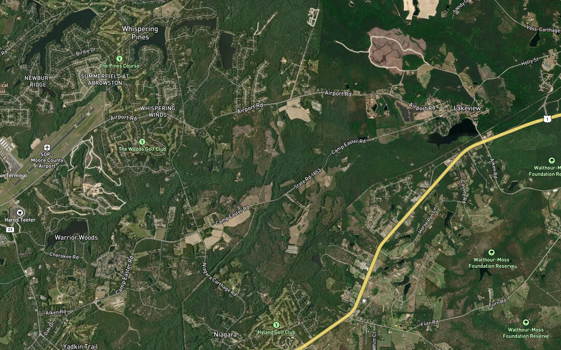 Satellite map of the McDeeds Creek