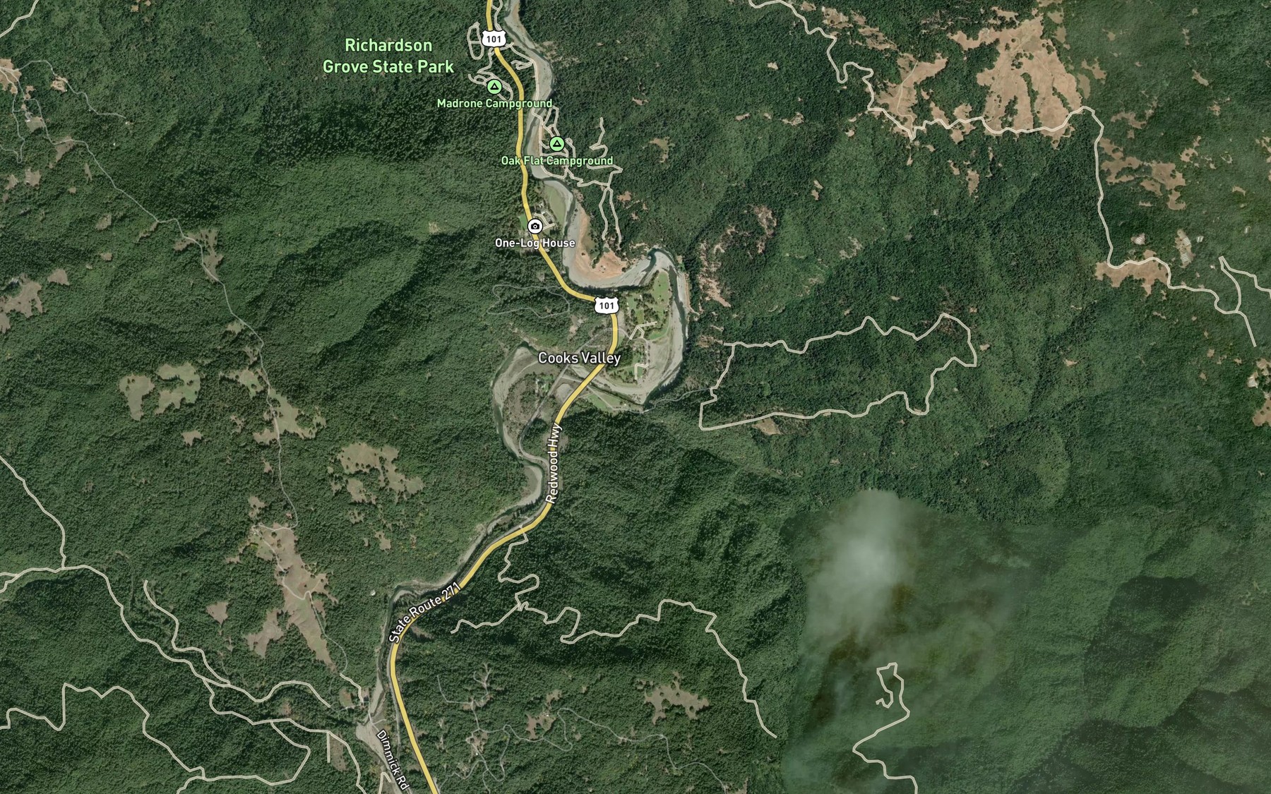 Satellite map of the Low Gap Creek