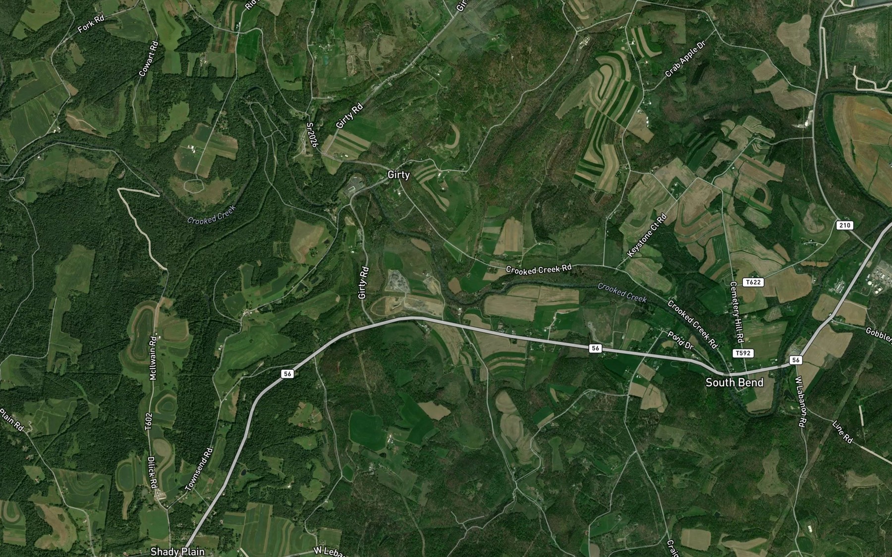 Satellite map of the Sugar Run