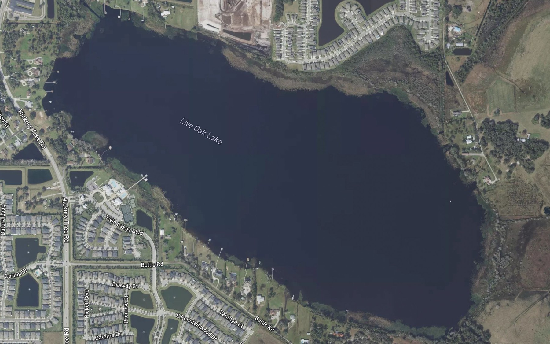 Satellite map of the Live Oak Lake