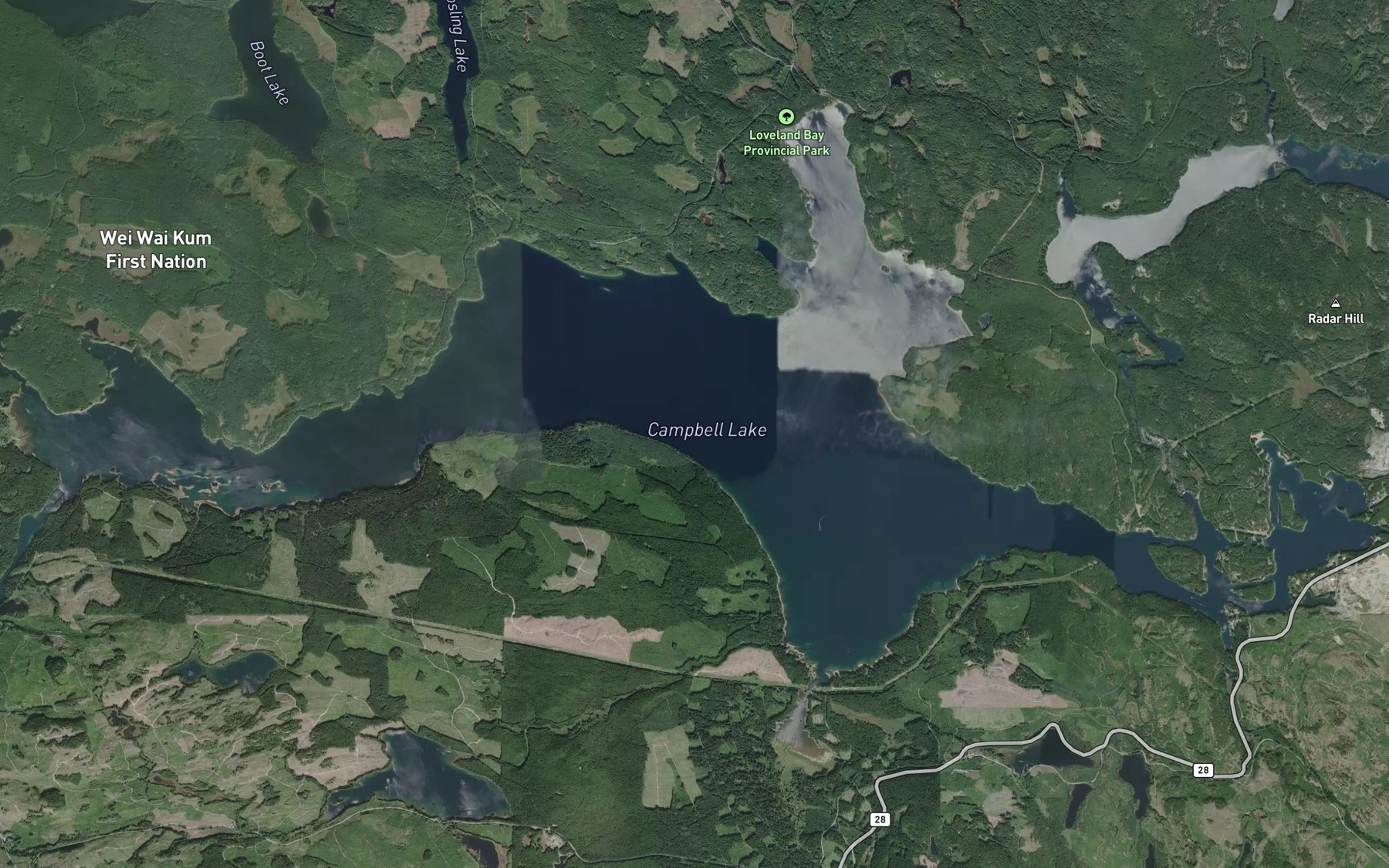 Satellite map of the Campbell Lake