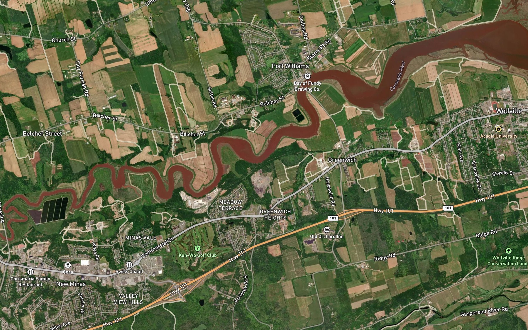 Satellite map of the Hancock Brook