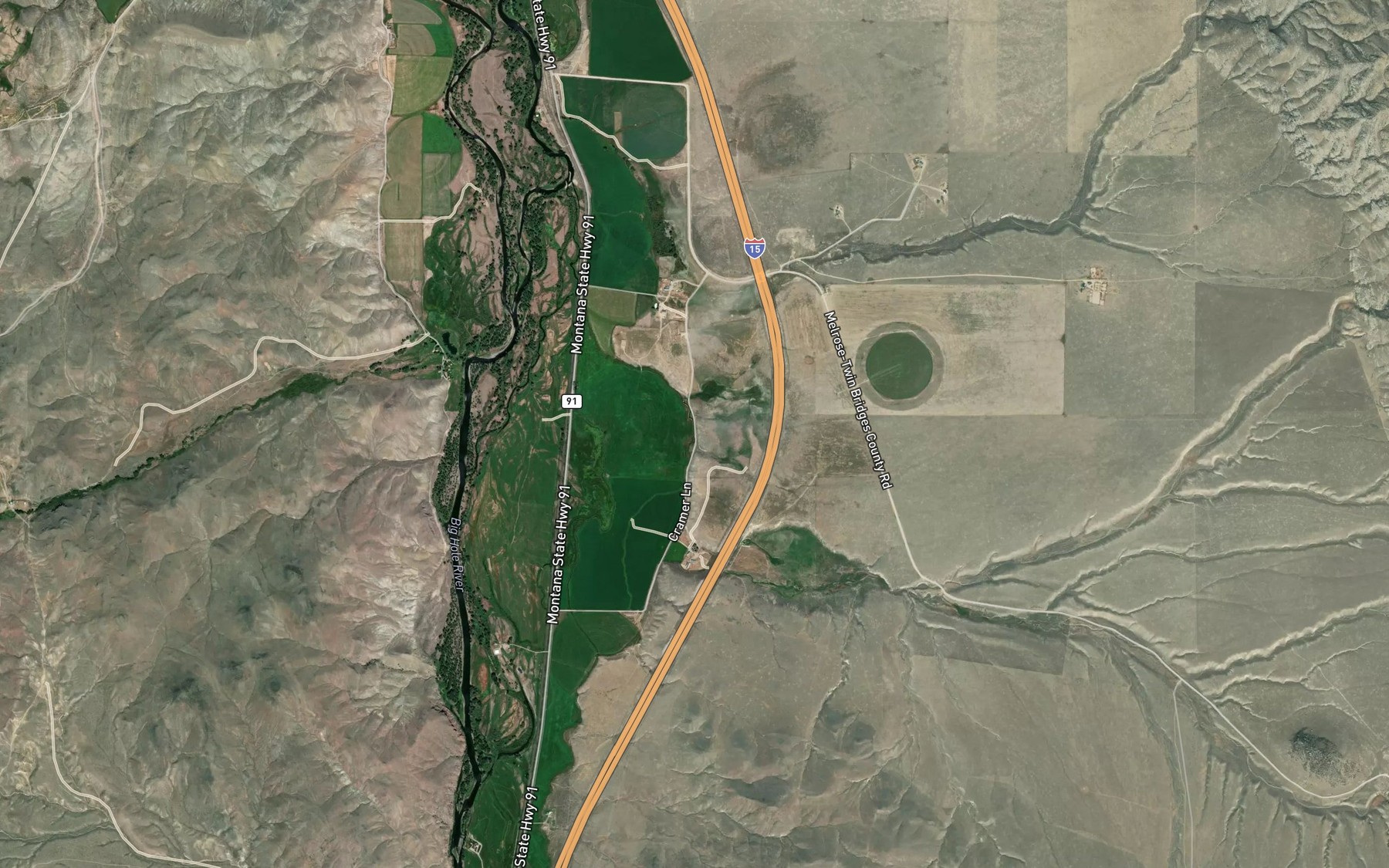 Satellite map of the Streb Ditch