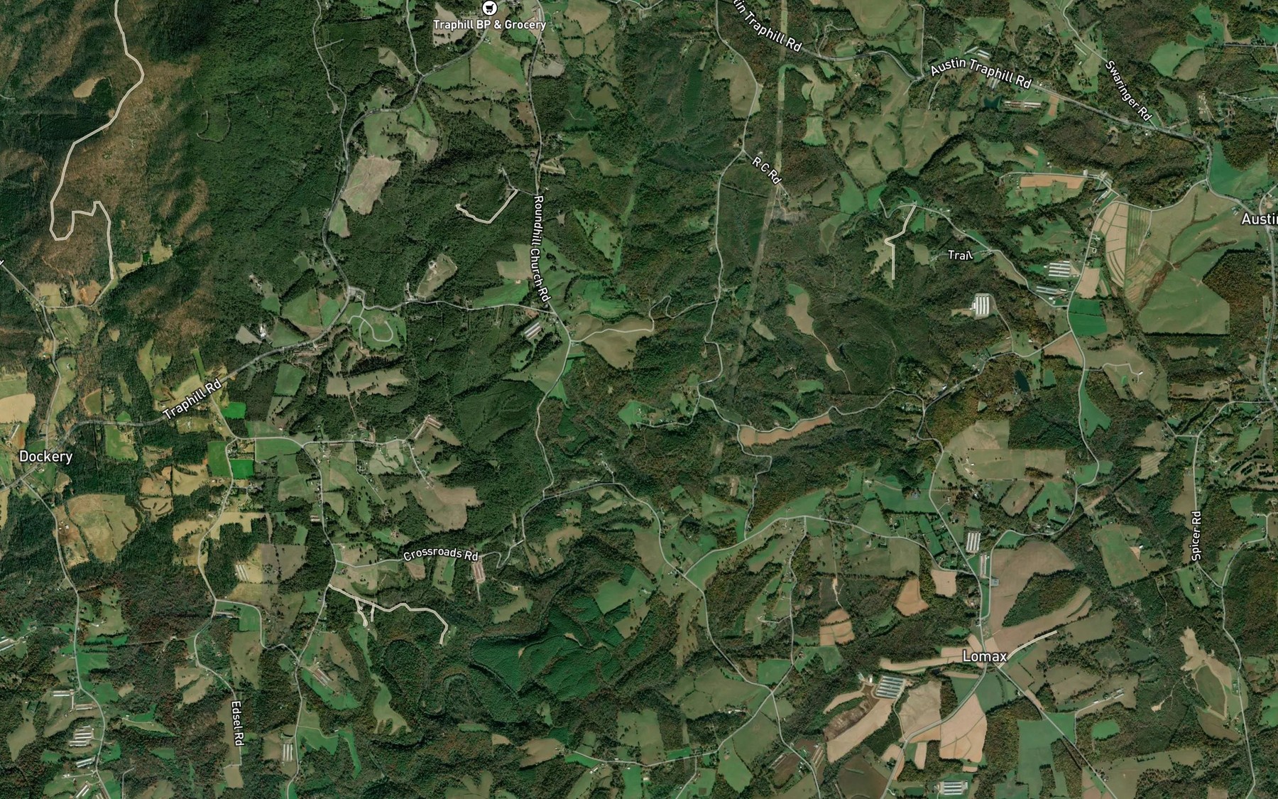 Satellite map of the Sparks Creek