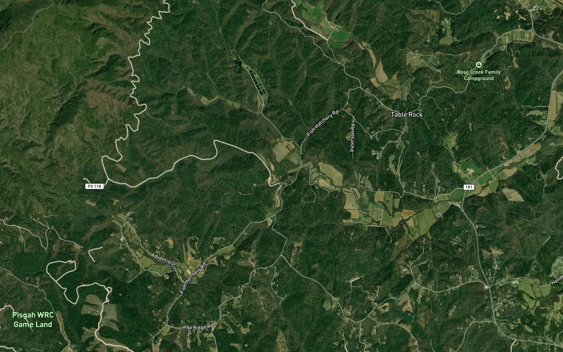 Satellite map of the Russell Creek