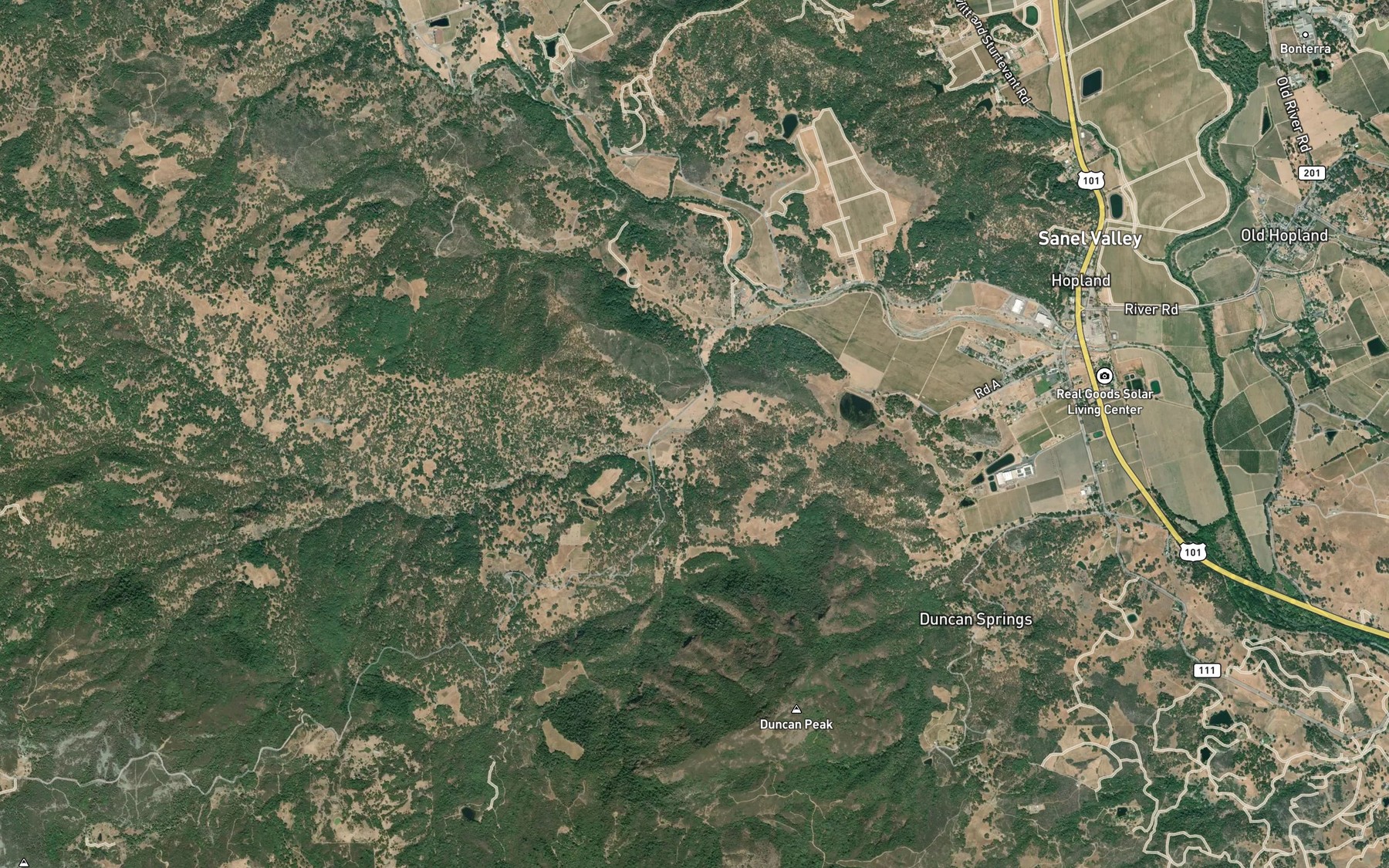 Satellite map of the Johnson Creek