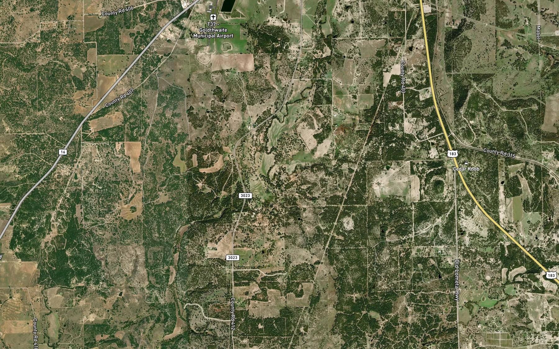 Satellite map of the East Fork Bull Creek