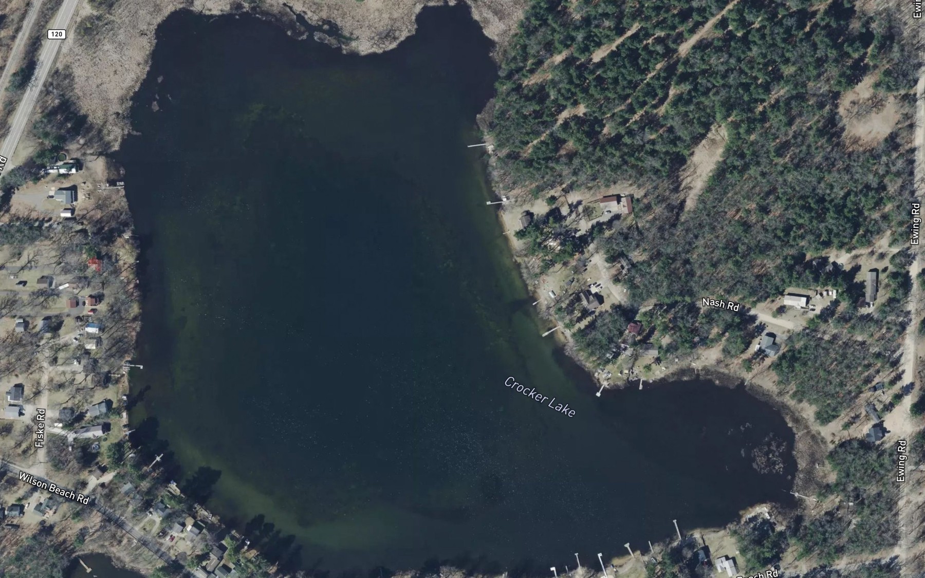 Satellite map of the Crocker Lake