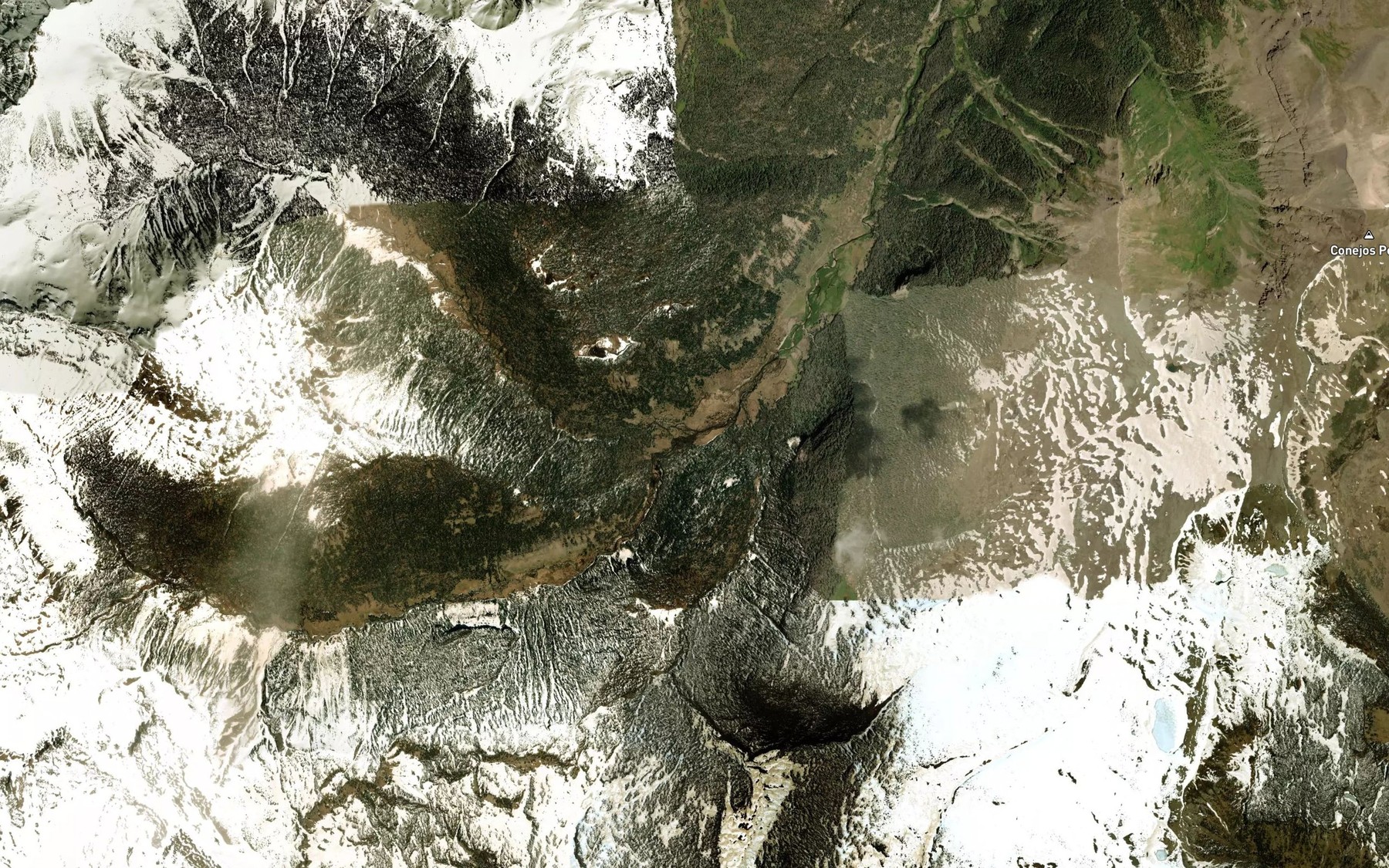 Satellite map of the Middle Fork Conejos River