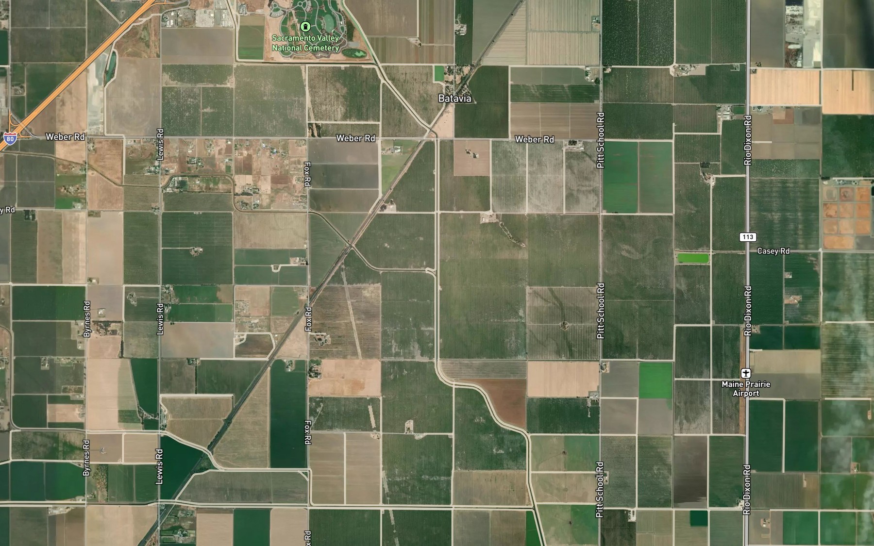 Satellite map of the Gibson Canyon Creek