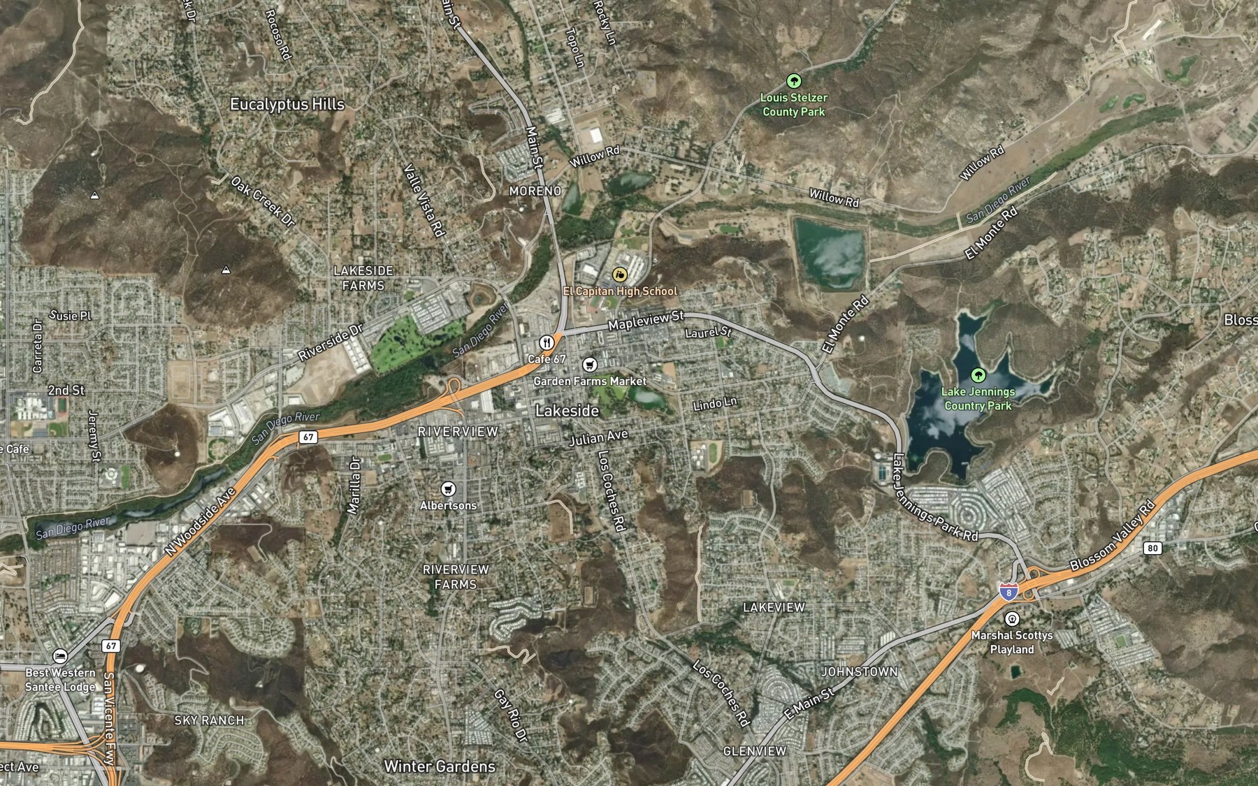 Satellite map of the Lindo Lake