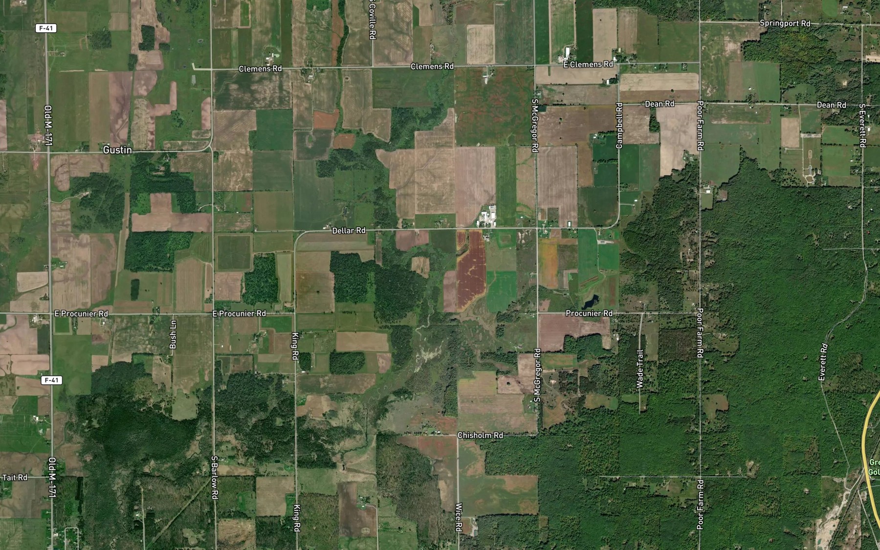 Satellite map of the Van Etten Creek