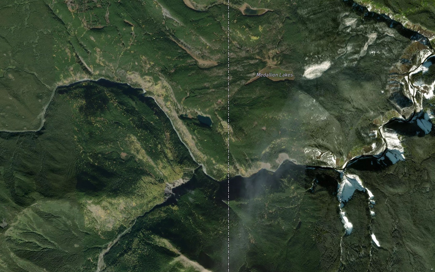 Satellite map of the Narraway River