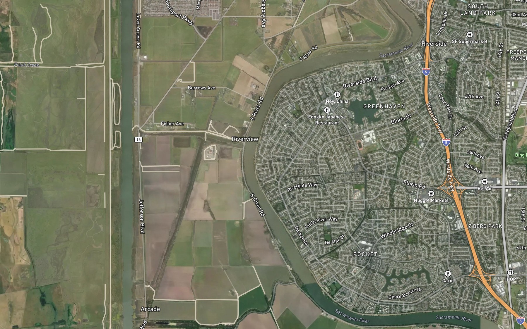 Satellite map of the Garcia Bend