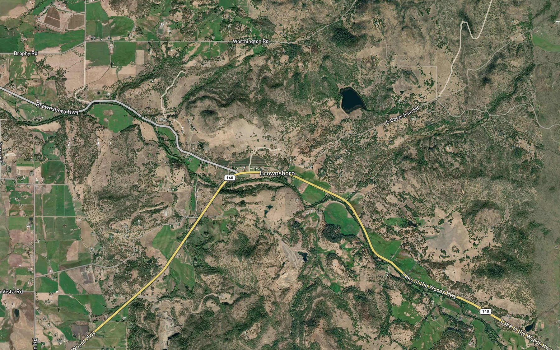 Satellite map of the Schoolhouse Creek