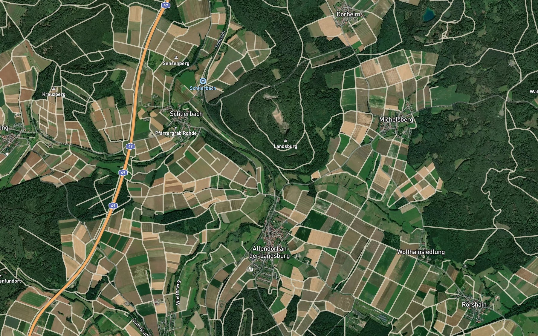 Satellite map of the Gers