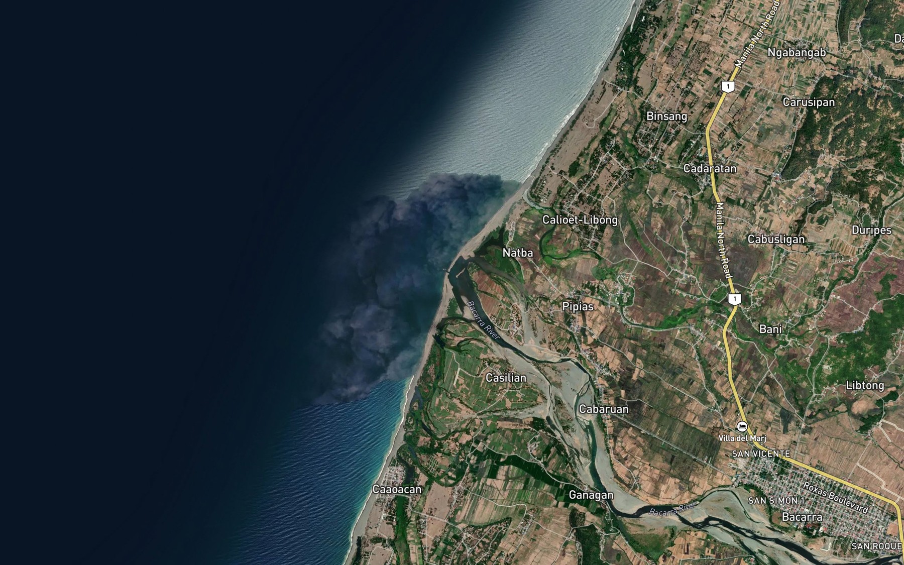 Satellite map of the Bacarra River