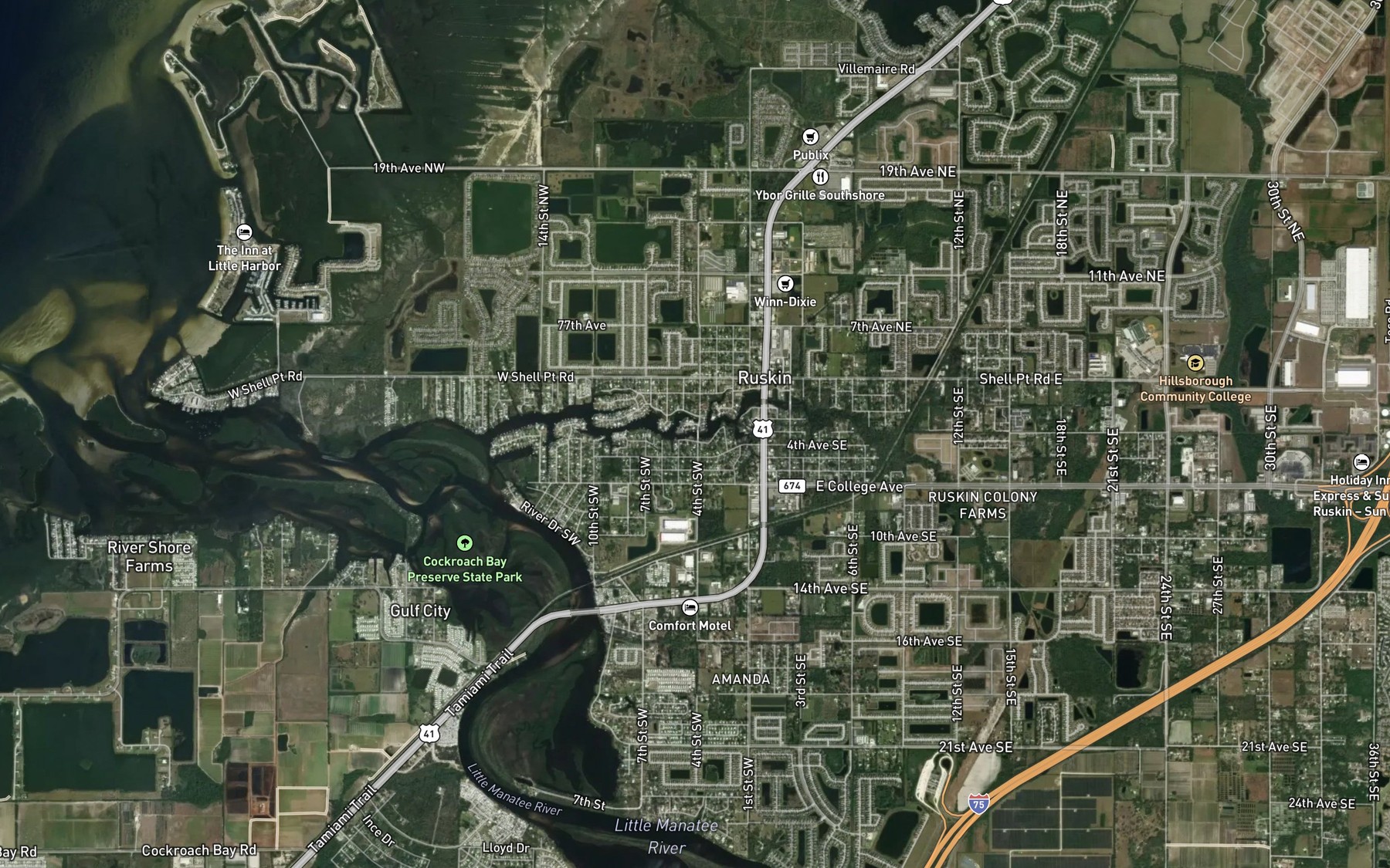 Satellite map of the Ruskin Inlet