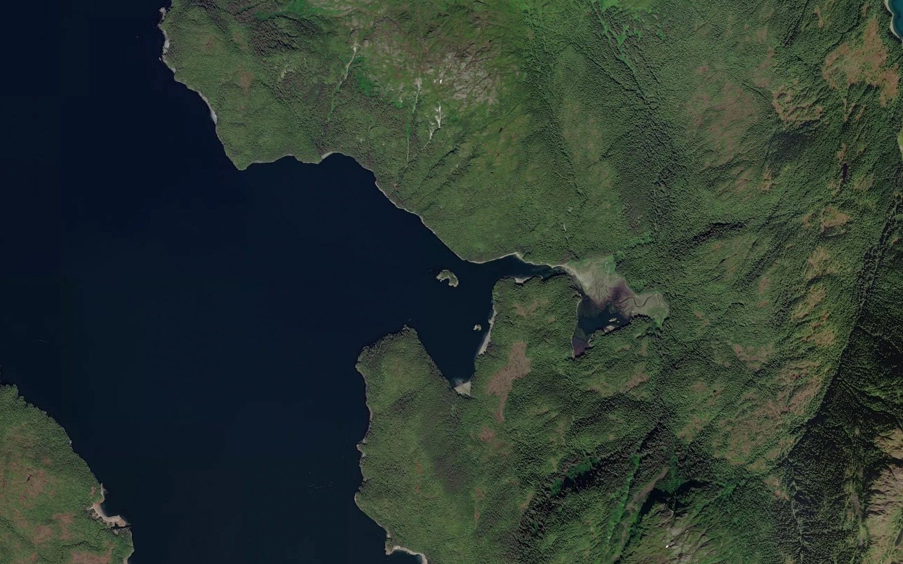 Satellite map of the Salt Chuck Bay