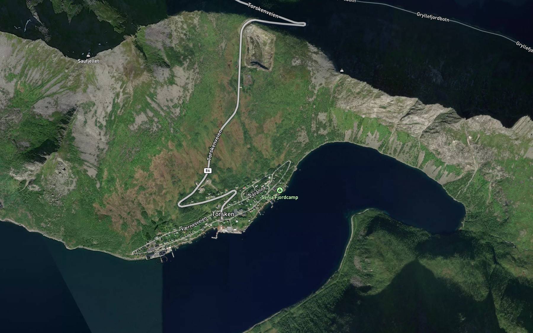 Satellite map of the Storelva