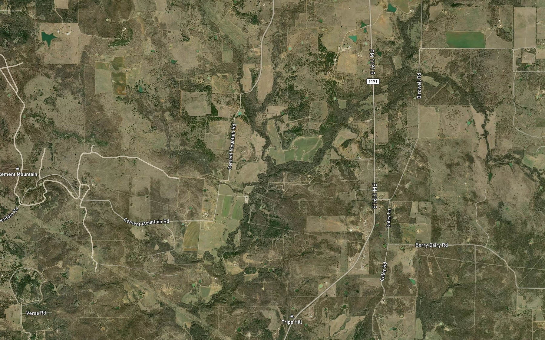 Satellite map of the Board Tree Creek