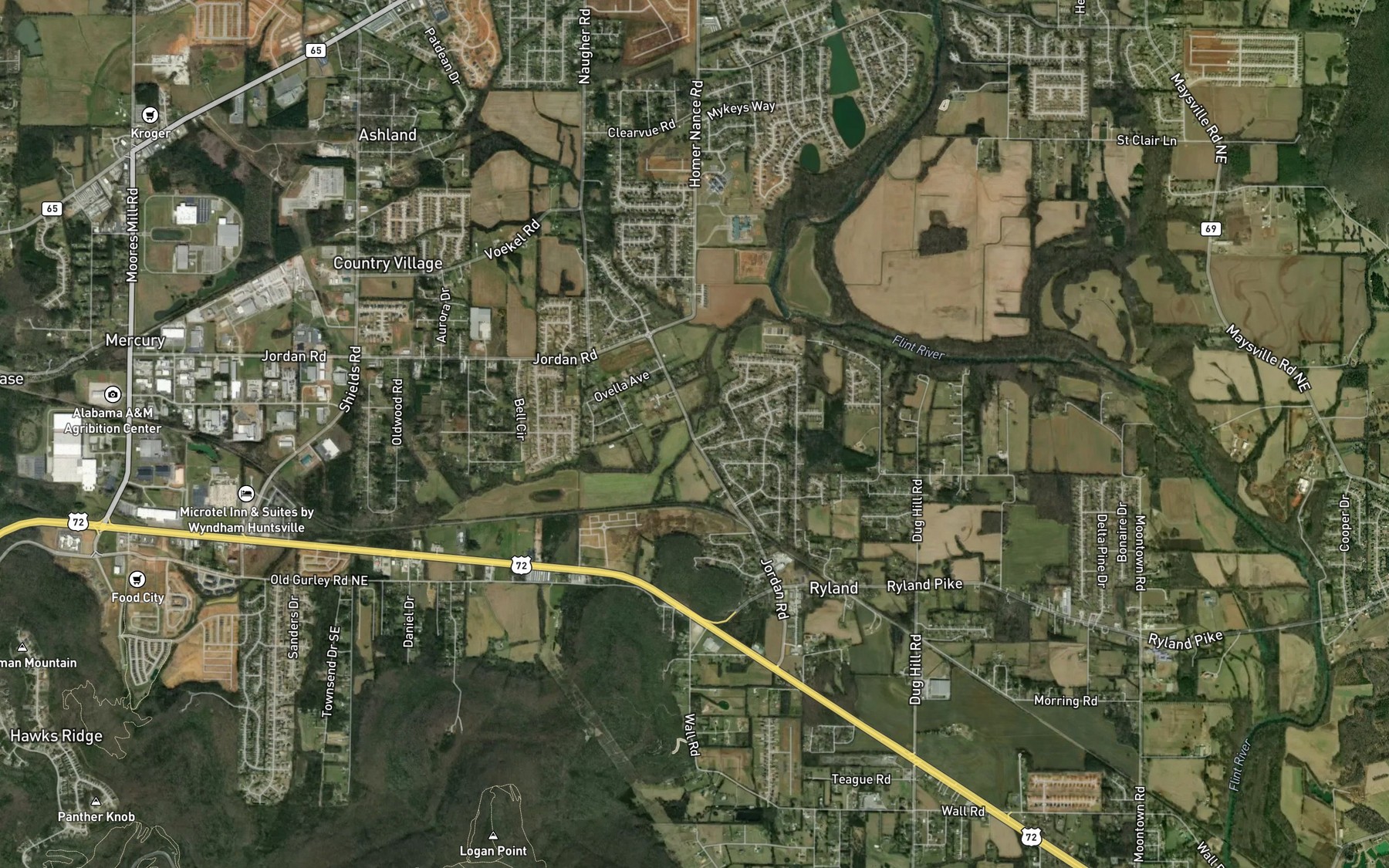 Satellite map of the Acuff Spring