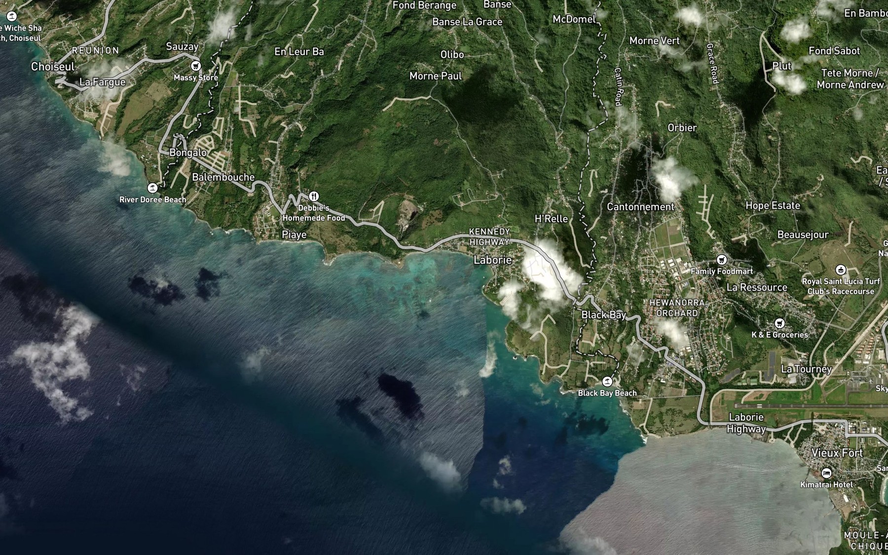 Satellite map of the Laborie Bay